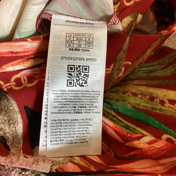 Guess Wide-Leg Pants Size XS Xsmall‎ Leta Tropical Print Red High-Rise - Picture 4 of 12